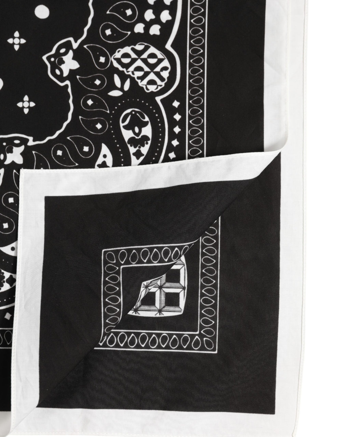 Dolce & Gabbana Black White Bandana Square Men Foulard Scarf