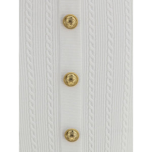 Balmain White Viscose Midi Skirt