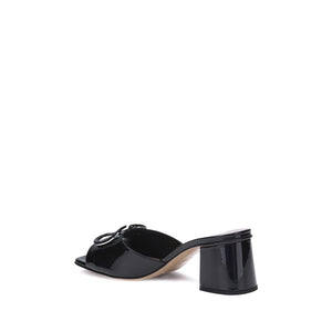 Valentino Garavani Black Calf Leather Bos Taurus Flat Sandals