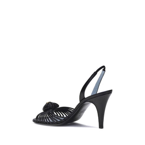Valentino Garavani Black Calf Leather Bos Taurus Stiletto Heel Sandals