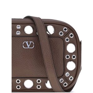 Valentino Garavani Brown Calf Leather Bos Taurus Shoulder Bag