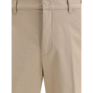 Fendi Brown Cotton Casual Pants