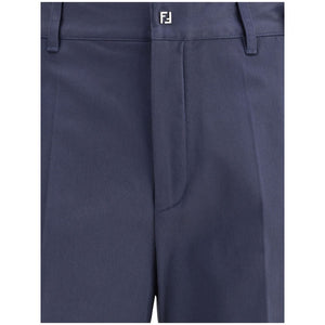 Fendi Blue Cotton Casual Pants