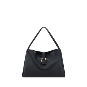 Ferragamo Black Calf Leather Bos Taurus Handbag