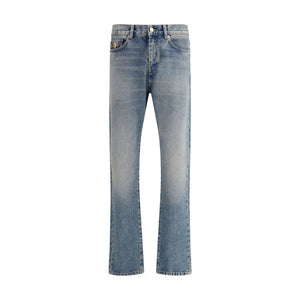 Versace Blue Cotton Straight-Leg Jeans