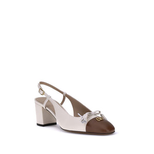 Valentino Garavani White Calf Leather Bos Taurus Mid Heel Pumps