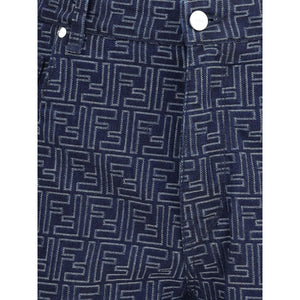 Fendi Blue Cotton Bermuda Shorts