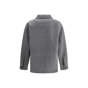 Jil Sander Gray Fleece Wool Coat