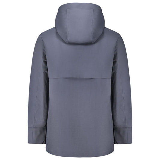 K-WAY Blue Wool Men Trench Coat