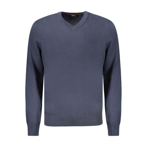 Hugo Boss Blue Cotton Men's Long-Sleeved T-Shirt