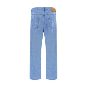 Marni Light Blue Cotton Straight-Leg Jeans
