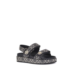 Tory Burch Blue Fabric Flat Sandals