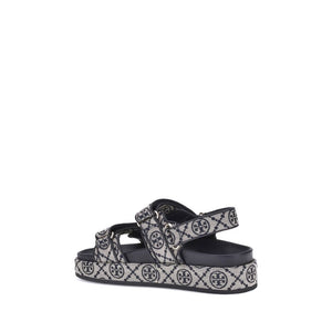 Tory Burch Blue Fabric Flat Sandals