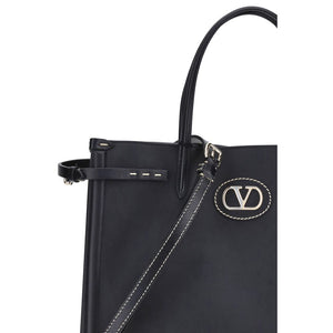 Valentino Garavani Black Calf Leather Bos Taurus Shoulder Bag