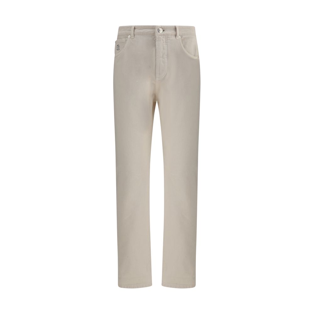 Brunello Cucinelli Cream Cotton Jeans Denim
