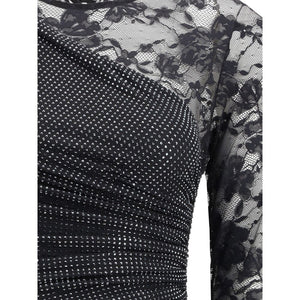 Self-Portrait Black Polyester Casual Dress