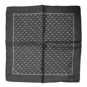 Dolce & Gabbana Black Fish Print Silk Square Men Foulard Scarf