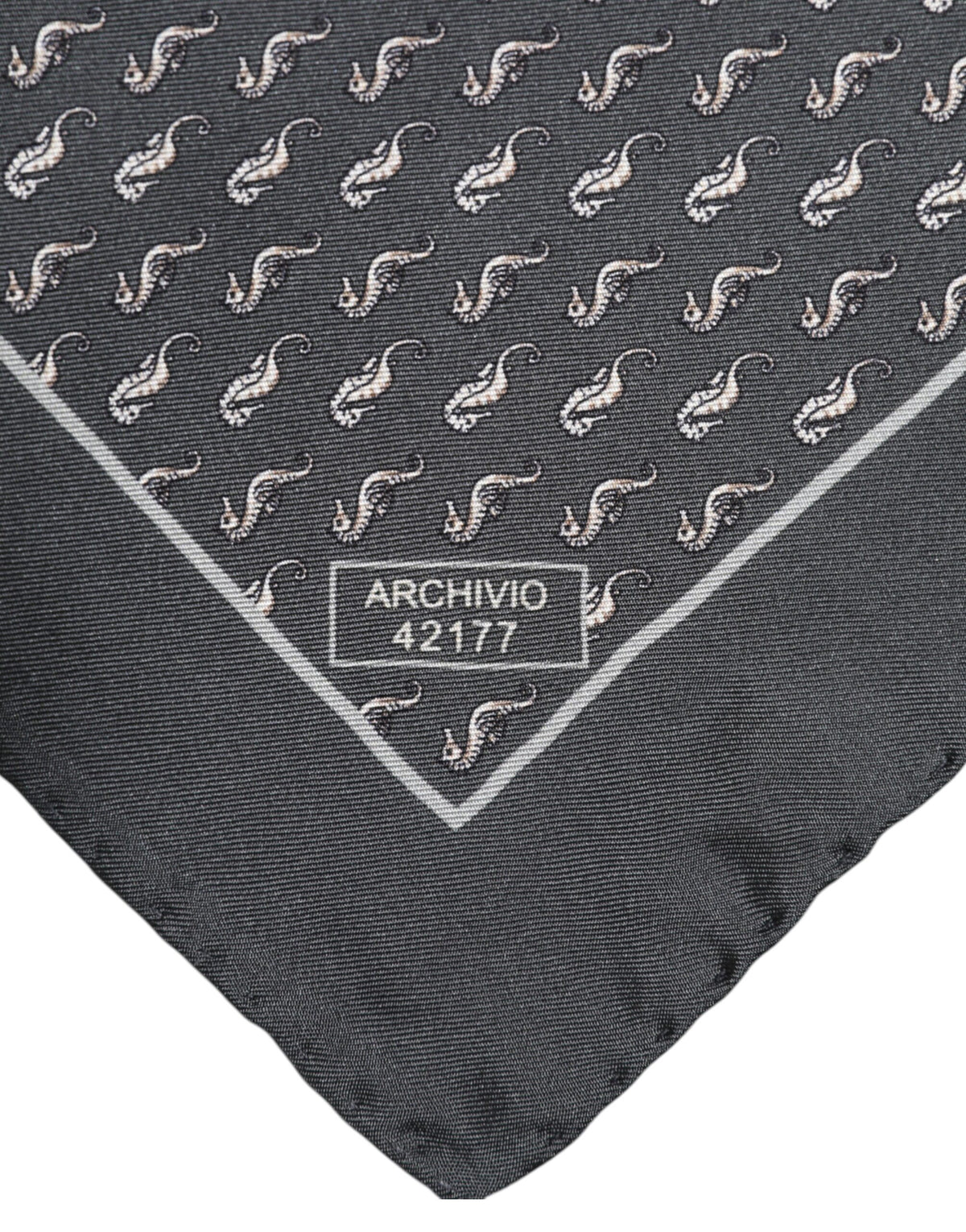 Dolce & Gabbana Black Fish Print Silk Square Men Foulard Scarf