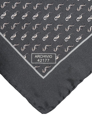 Dolce & Gabbana Black Fish Print Silk Square Men Foulard Scarf