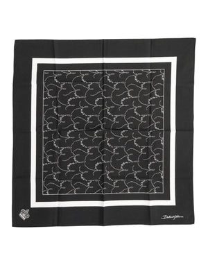 Dolce & Gabbana Black White Printed Square Men Foulard Scarf