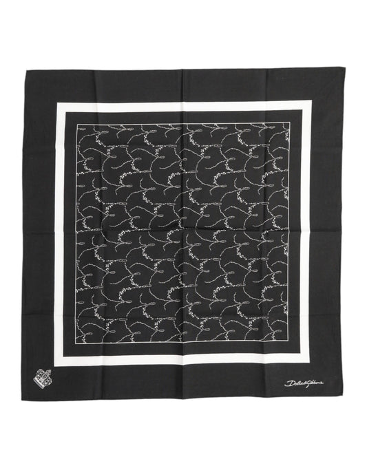 Dolce & Gabbana Black White Printed Square Men Foulard Scarf