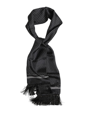 Dolce & Gabbana Black White Polka Dot Fringes Foulard Scarf