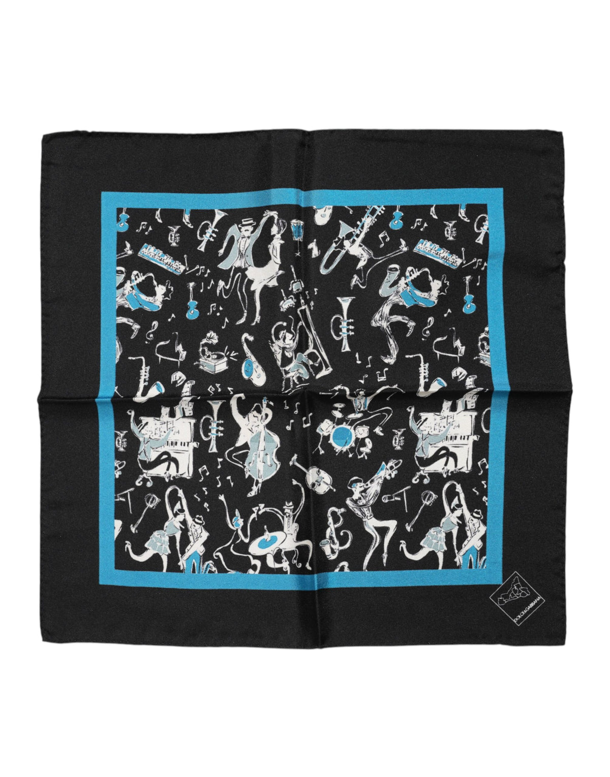 Dolce & Gabbana Black Jazz Club Silk Square Men Foulard Scarf