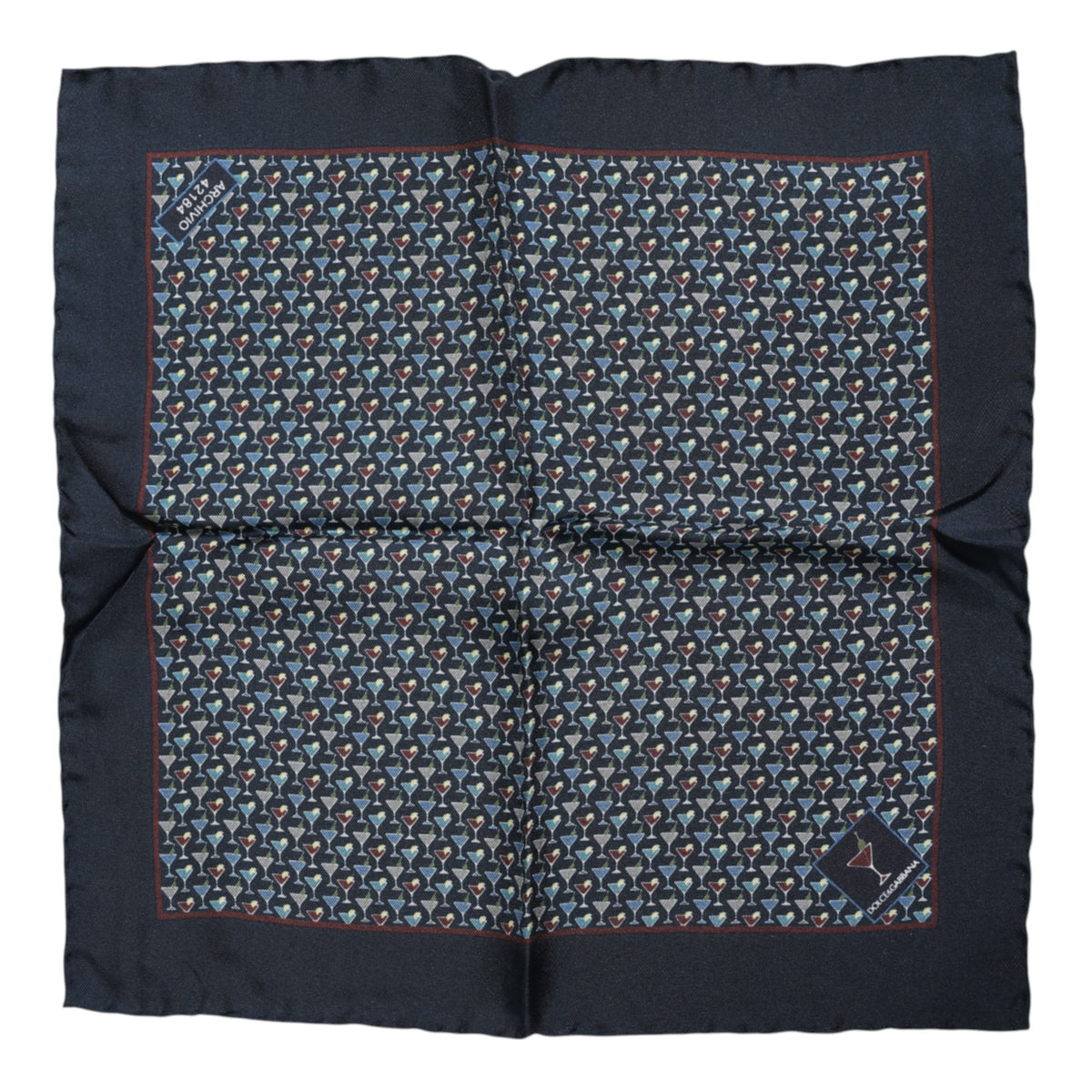Dolce & Gabbana Blue Cocktail Silk Square Foulard Scarf