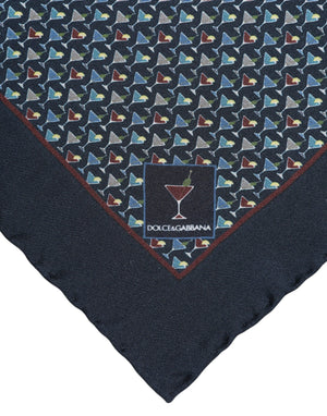 Dolce & Gabbana Blue Cocktail Silk Square Foulard Scarf