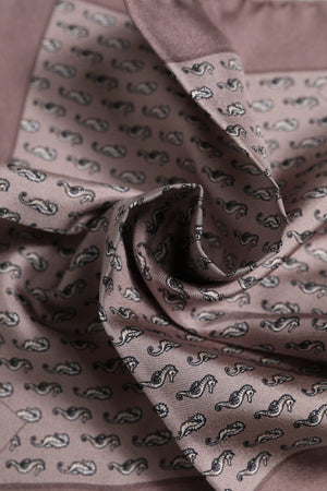 Dolce & Gabbana Brown Sea Horse Silk Square Foulard Scarf