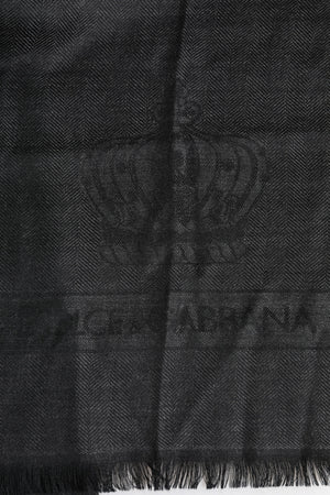 Dolce & Gabbana Dark Gray Cashmere Fringes Neck Warmer Scarf