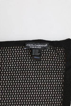 Dolce & Gabbana Black Patterned Cotton Square Foulard Scarf