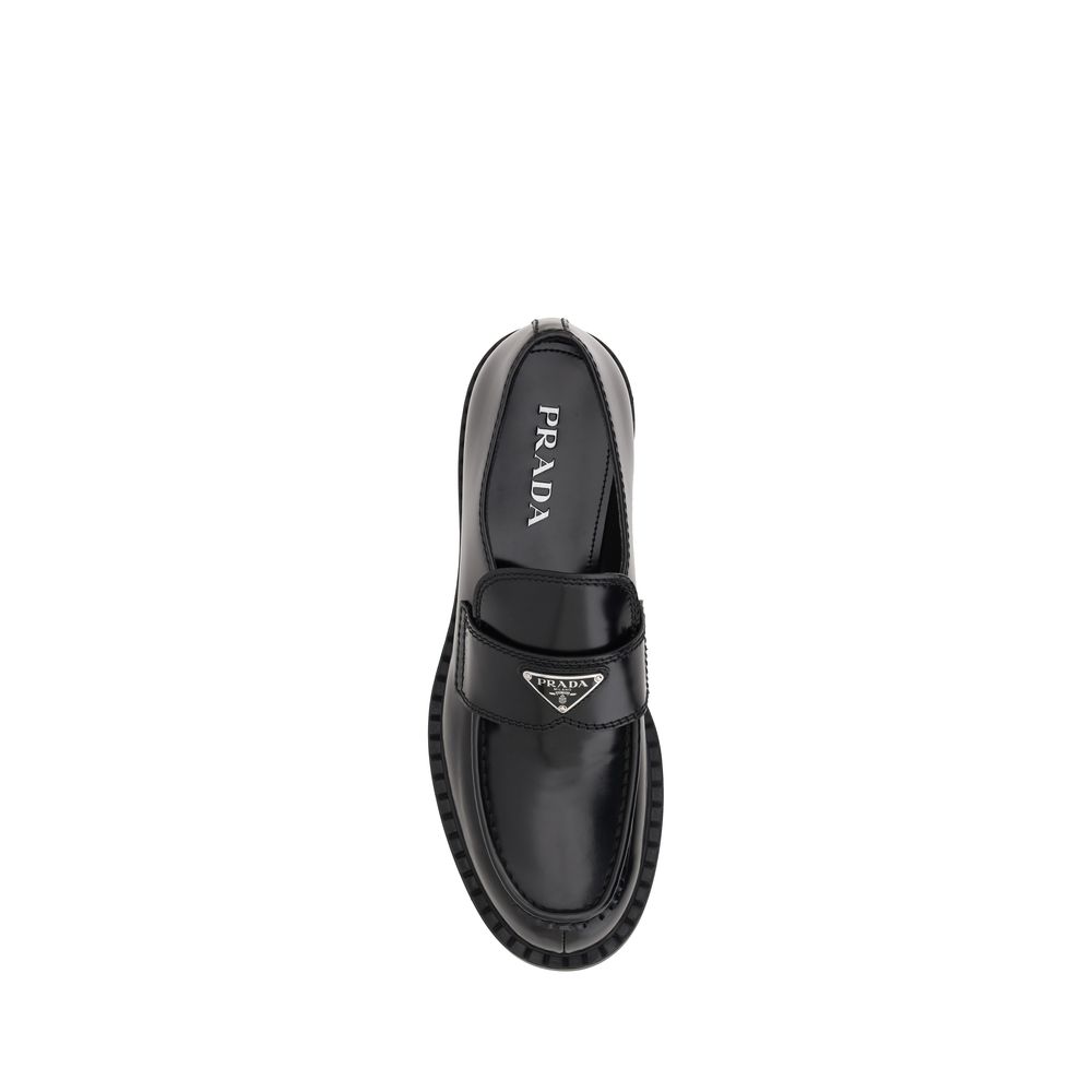 Prada Black Rubber Platform Loafers