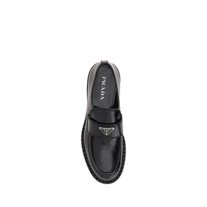 Prada Black Rubber Platform Loafers