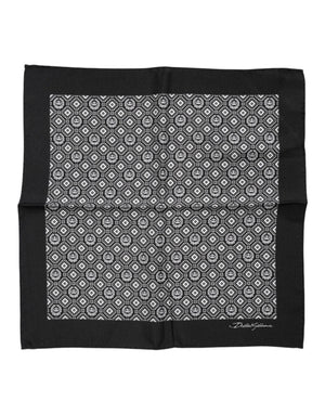 Dolce & Gabbana Black White Patterned Square Foulard Scarf
