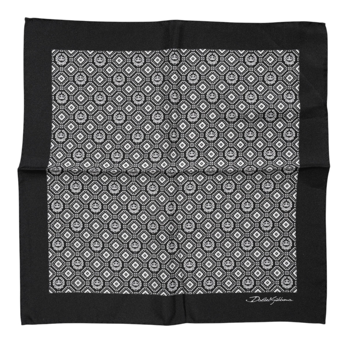 Dolce & Gabbana Black White Patterned Square Foulard Scarf