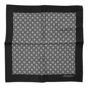 Dolce & Gabbana Black White Patterned Square Foulard Scarf