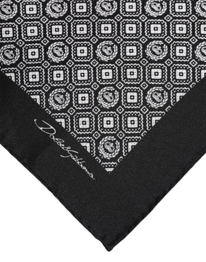 Dolce & Gabbana Black White Patterned Square Foulard Scarf