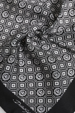 Dolce & Gabbana Black White Patterned Square Foulard Scarf