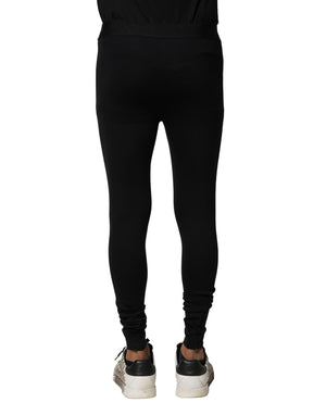 Dolce & Gabbana Black Nylon Elastic Logo Men Leggings Pants