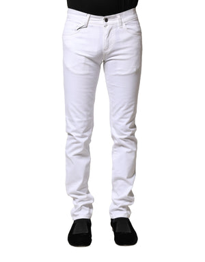 Dolce & Gabbana White Cotton Skinny Men Denim Jeans