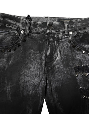 Dolce & Gabbana Black Washed Embellished Skinny Denim Jeans