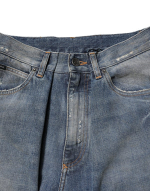 Dolce & Gabbana Blue Cotton Tattered Men Denim Jeans