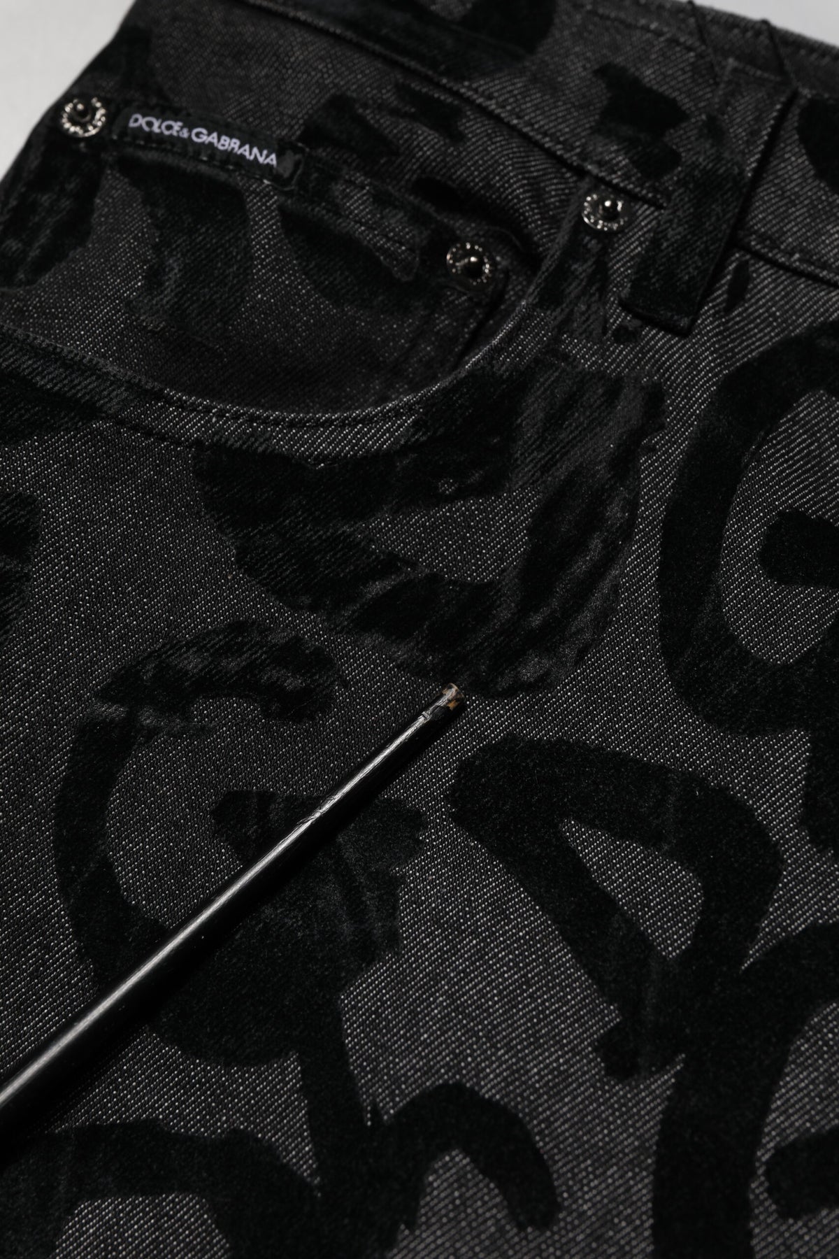 Dolce & Gabbana Gray Cotton DG Logo Straight Men Denim Jeans