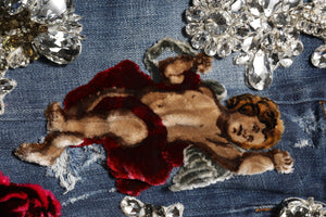 Dolce & Gabbana Blue Cotton Rhinestone Embellish Denim Jeans