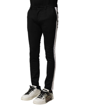 Dolce & Gabbana Black Wool Men Skinny Mid Waist Pants