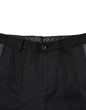 Dolce & Gabbana Black Gray Cotton Tapered Men Pants