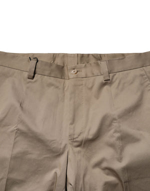 Dolce & Gabbana Brown Cotton Tapered Men Formal Pants