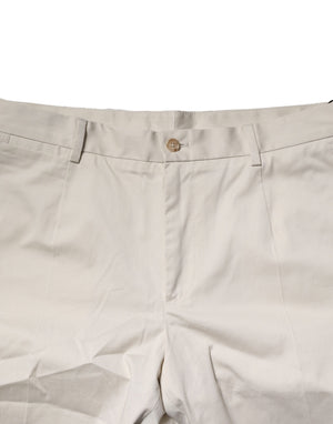 Dolce & Gabbana Beige Cotton Stretch Mid Waist Bermuda Shorts