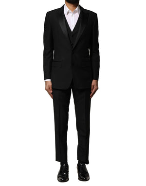 Dolce & Gabbana Black Wool 3 Piece Single Breasted Suit
